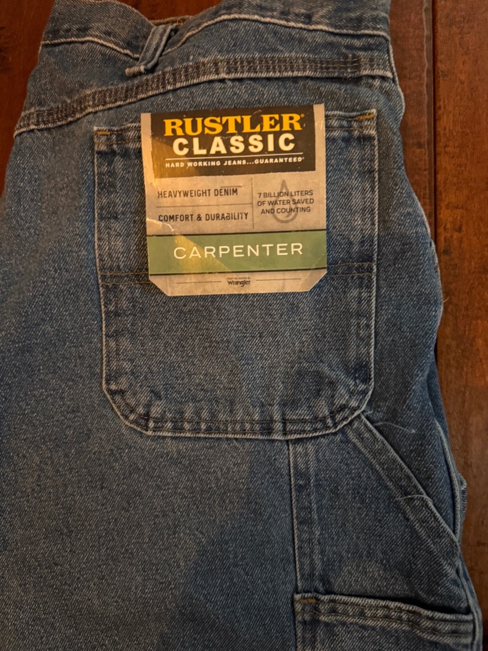 Vintage 2005 Rustler Classic Mens Heavy Weight Denim Carpenter Jeans 38x32 NWT